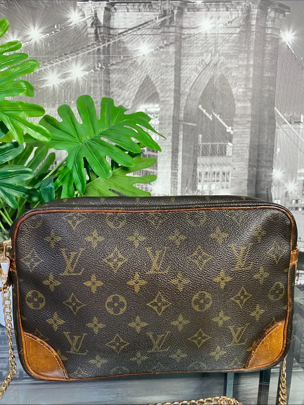 Authentic Louis Vuitton Vintage Monogram Cosmetic Converted Crossbody Bag